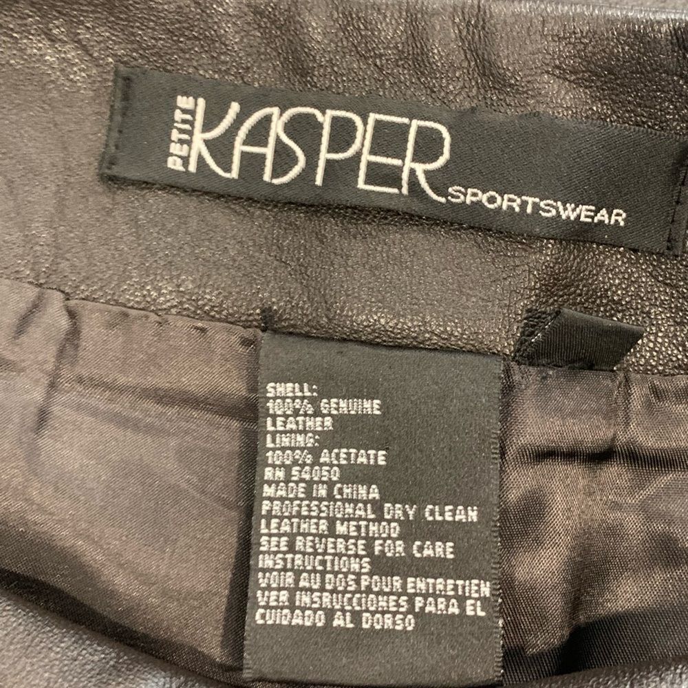 Kasper Brown Leather Knee-Length Pencil Skirt - Picture 4 of 8